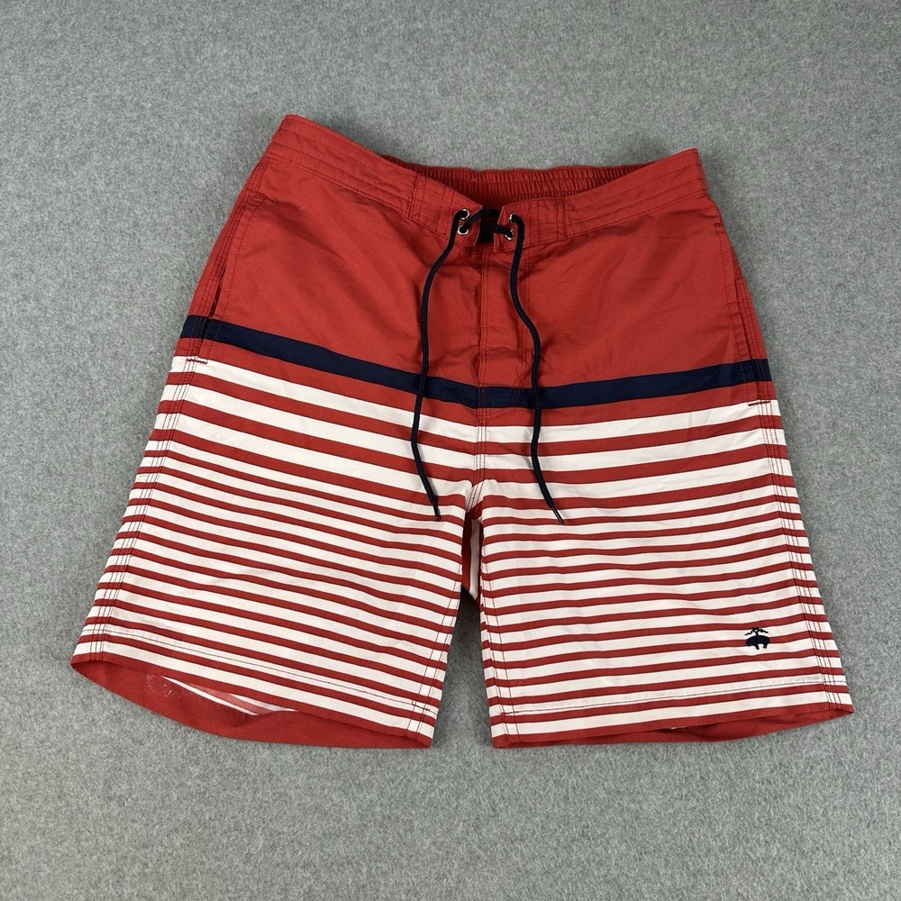 Brooks Brothers Swim‎ Trunks Mens Small Red White Stripe Mesh Lined Beach NOTE